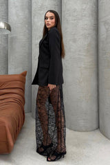 Ensemble blazer et robe en dentelle mi-longue