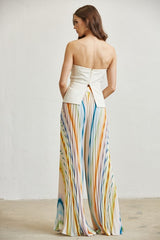 Ensemble pantalon top multicolore crème bas large