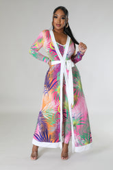 Ensemble combinaison et Cardigan multicolore