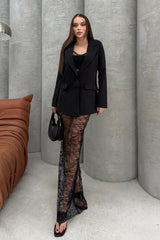 Ensemble blazer et robe en dentelle mi-longue