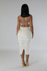 Ensemble deux pièces licou jupe et top sans manche tissu flou