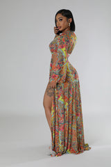 Ensemble deux pièces brassière col V et jupe taille haute ceinture élastique