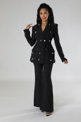 Ensemble blazer pantalon extensible à manches longues