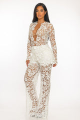 Ensemble blazer dentelle et pantalon