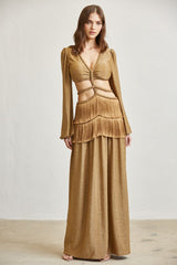 Robe longue longue pour fête avec frange dos ouvert