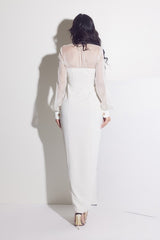 Robe longue en mousseline de soie transparente