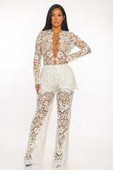 Ensemble blazer dentelle et pantalon