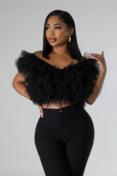 Top court sans manches en tulle