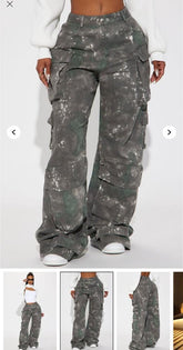 Jean Cargo 100% coton bas large