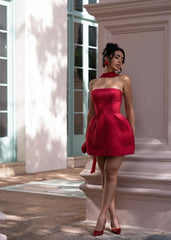 Mini-robe en strass structuré Lustre rouge