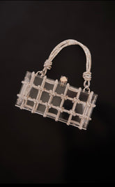 Sac à main acrylique à strass style boîte à noeud