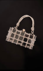Sac à main acrylique à strass style boîte à noeud