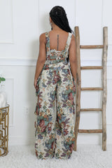 Ensemble salopette fermeture à lacets jambe large