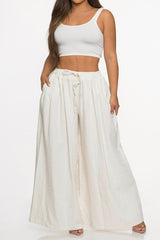 Pantalon en jean à jambes larges avec taille élastique