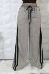 Pantalon Jogger non extensible taille haute jambe large