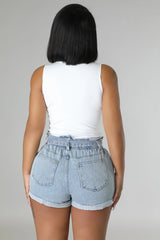 Short jean taille haute