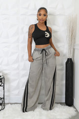 Pantalon Jogger non extensible taille haute jambe large