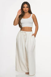 Pantalon en jean à jambes larges avec taille élastique