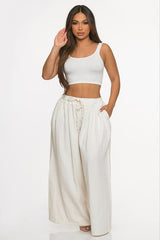 Pantalon en jean à jambes larges avec taille élastique