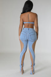 Ensemble pantalon et top en jean Idol