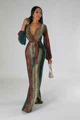 Combinaison demi-stretch à manche longue jambe large col V