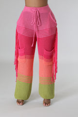 Pantalon large extensible crochet multicolore