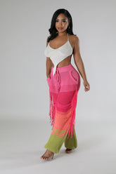 Pantalon large extensible crochet multicolore