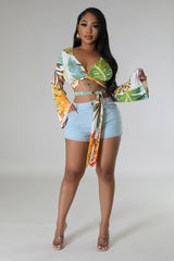 Top à manche longue cache Coeur fleuri