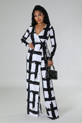 Combinaison Killer jambe large à manche longue noir et blanc