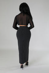 Ensemble jupe taille haute semi-extensible et top à manche longue (Copie)