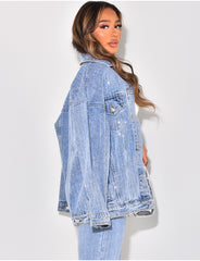 Veste en Jean à strass resto/Verso denim