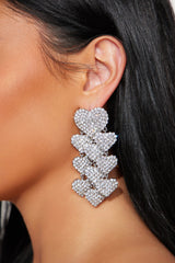 Boucle d’oreille Argentée à strass forme en Coeur