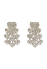 Boucle d’oreille Argentée à strass forme en Coeur