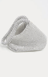 Pochette argentée en strass