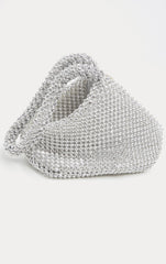 Pochette argentée en strass