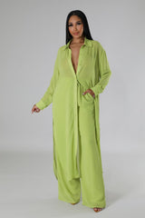 Ensemble pantalon non extensible et chemise longue à manche longue