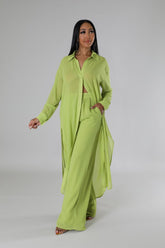 Ensemble pantalon non extensible et chemise longue à manche longue