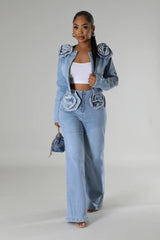 Ensemble jean pantalon non extensible et veste à manche longue