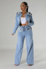 Ensemble jean pantalon non extensible et veste à manche longue