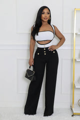 Ensemble salopette deux pièces stretch jambe large