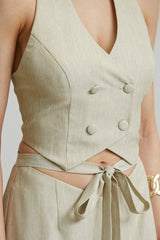 Joyce ensemble top court avec poche et pantalon taille haute coupe large