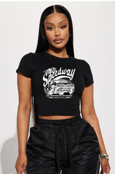 Tee-shirts ajusté long noir à imprimé Noir