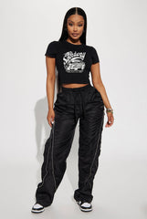 Tee-shirts ajusté long noir à imprimé Noir