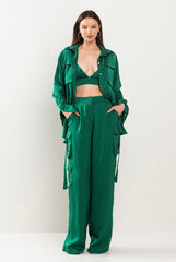 Ensemble 3 pièces pantalon taille haute et chemisier et haut court