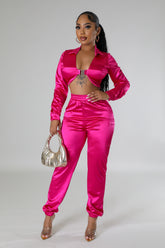 Ensemble stretch pantalon tailles haute et top à manche longue