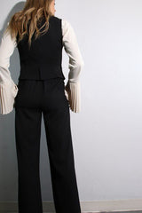 Ensemble Chemises À Manches Plissées, Gilet Et Pantalon