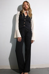 Ensemble Chemises À Manches Plissées, Gilet Et Pantalon