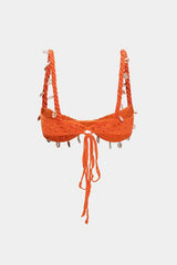 Ensemble Haut De Soutien-Gorge Tricoté Tissé Au Crochet Et Jupe Longue.