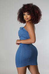 Jupe courte et top en Jean bleue