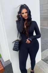 Combinaison moulante à zip et broderie